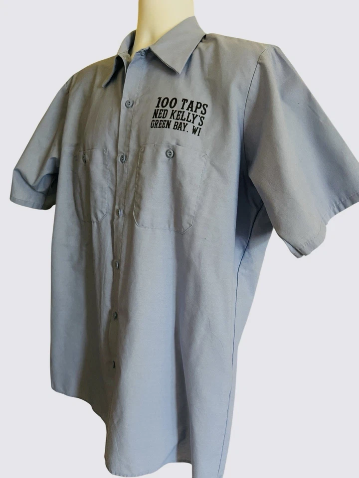 Ned Kelly's Pub Beer 100 Taps Green Bay, WI Men's Shirt Button Up Size Large - image 3 of 4