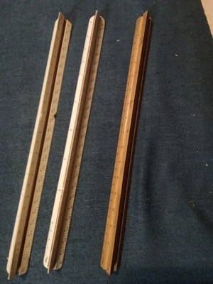 VINTAGE Wood Hard Plastic Triangle Right Angle SET & Architect Rulers  Lot of 3
