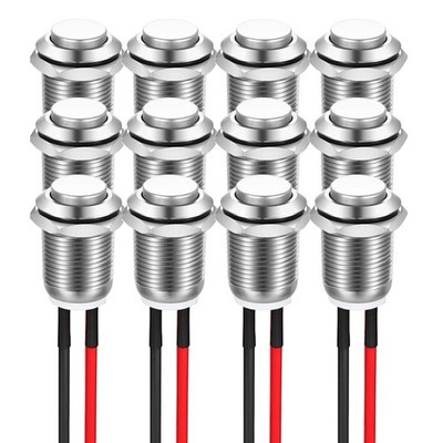 12pcs 12mm 2A 12V/24V/125V/250V AC Momentary Push Button Metal Housing with ...