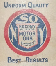 1930's "XL" Matchbook Cover SOCONY MOTOR OILS - STANDARD OIL Of New York -   Ex