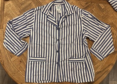 Women's Global Blue and White Striped Cotton Pajamas Medium
