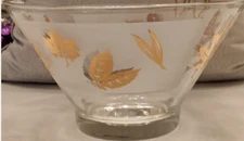 Vintage Libbey MCM Glass Gold Leaf Bowl for Chip & Dip Set