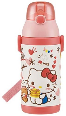 stainless children water bottle 380ml straw drinking 3D Hello Kitty snack time S