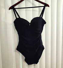 Calvin Klein Women's Black One Piece Swimsuit Size 12 Ruched Padded