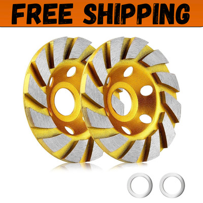2 Pcs 4 inch Diamond Segment Grinding Wheel Disc Grinder Cup Concrete Stone Cut