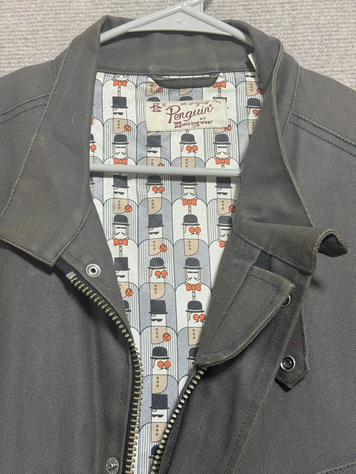 Original Penguin by Munsingwear Jacket Mens XL Gray Field Utility Zip Snap Lined - Image 4 of 4