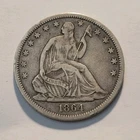 1864 S  Seated Liberty Half Dollar Civil War Era Silver Coin