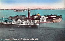 Venice Italy San Giorgio Maggiore Island Church Ship 1920s Vtg Postcard D5