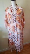 Lauren Conrad Women's One-size Kimono Duster Open Front Floral Yellow/Multi