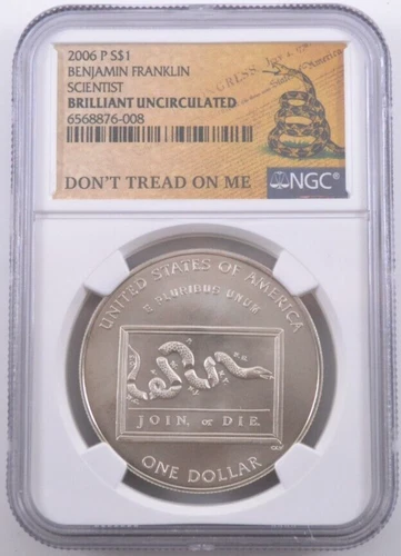 2006 P Benjamin Franklin Scientist Commemorative S$1 NGC Brilliant Uncirculated