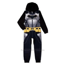 Batman Boys Union Suit Halloween Costume One Piece Hoodie Pajamas Size 5- 12 NWT