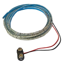 335 LED strip side emitting and 9V battery connector red white blue yellow green