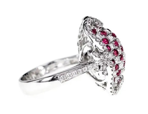 Simulated 3.20 TCW Round Cut Ruby & Sapphire Turtle Shield Design Women's Ring - Picture 4 of 10