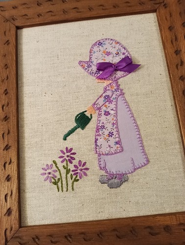 Paar Vintage Applikationen violett Sonnenhaube Sue Girl individuell gerahmtes Bild Wandbild - Bild 4 von 6