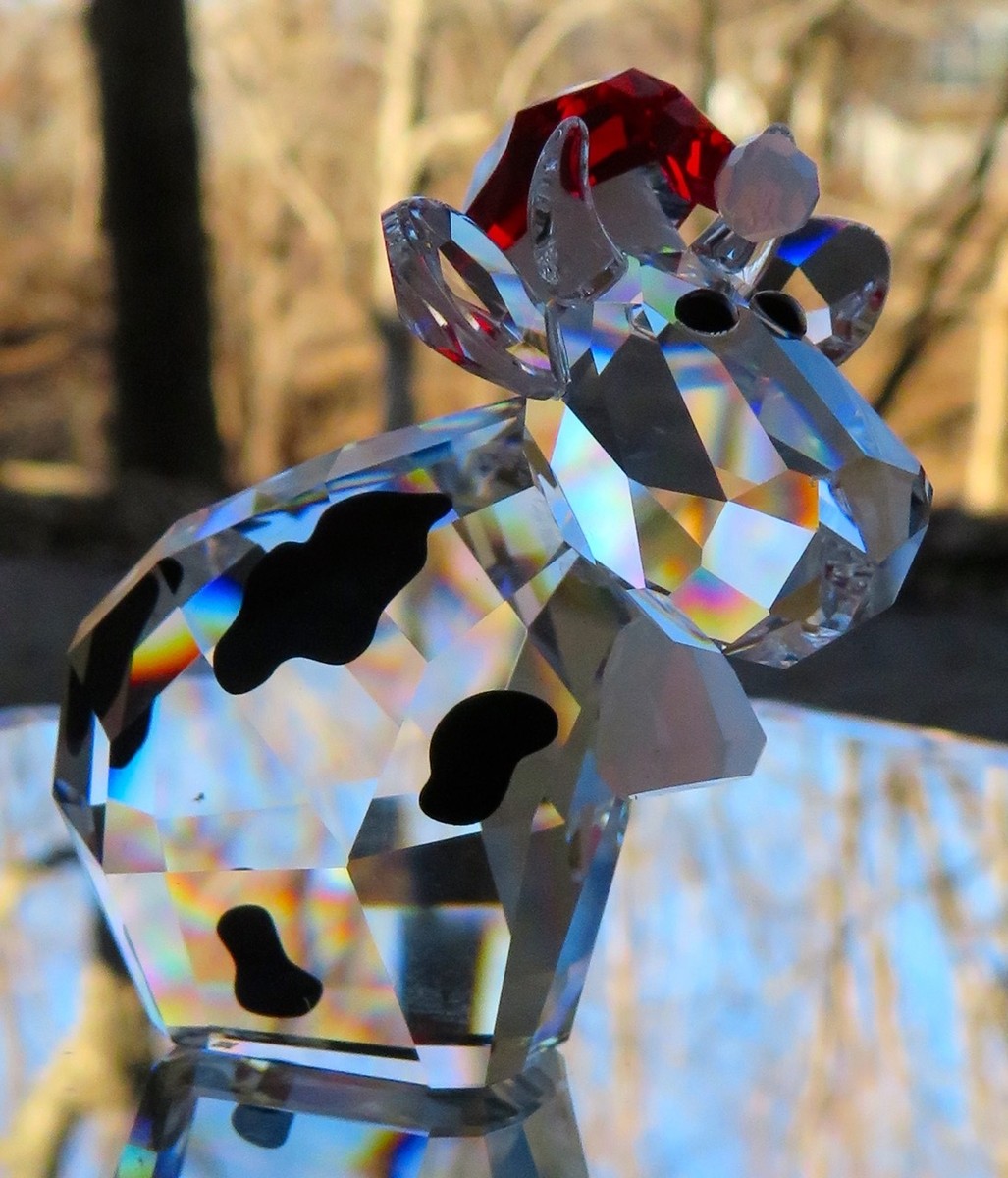 SWAROVSKI ★置物 SWAROVSKI Crystal 2016 Santa Country Mo Moose Figurine in Hat Mint