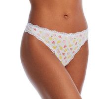 Aqua Lace Trim Thong White Multi Size M 0322