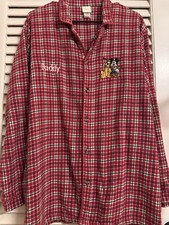 Vintage Disney Store Mickey Pluto Pajama Shirt Mens M Plaid Light Flannel Daddy