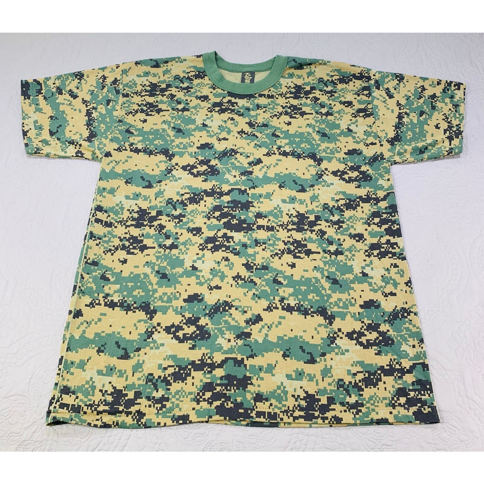 Vintage Camo Shirt Mens XXL Digital Camouflage Single Stitch Tee Swing Military
