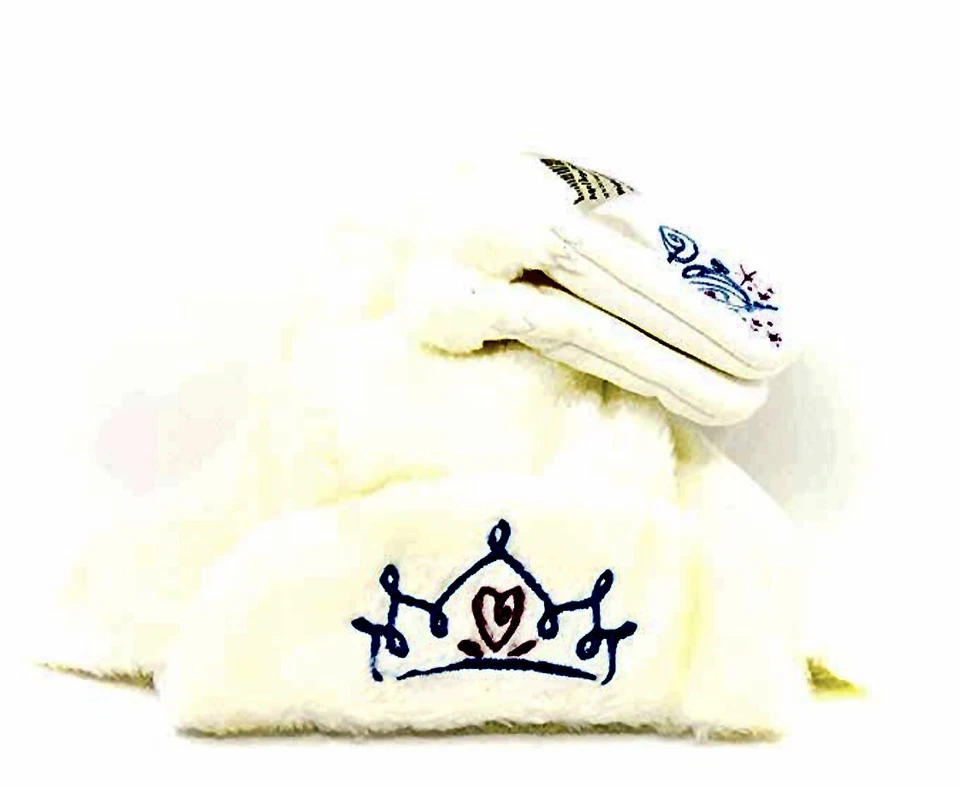 Sombrero de felpa bebé Cenicienta Disney con guantes a juego, blanco, 0-6 m Foto 2 de 4