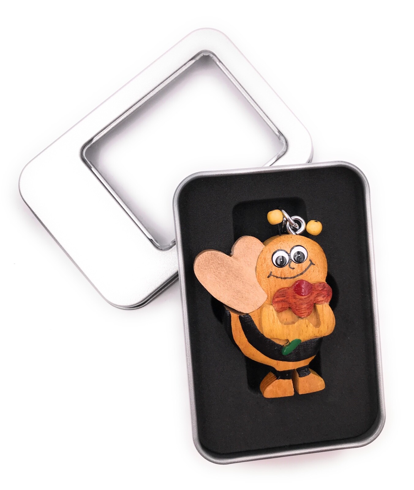 Llavero De Madera Abeja Avispa Insecto Con Lazo Regalo Caja Sorpresa