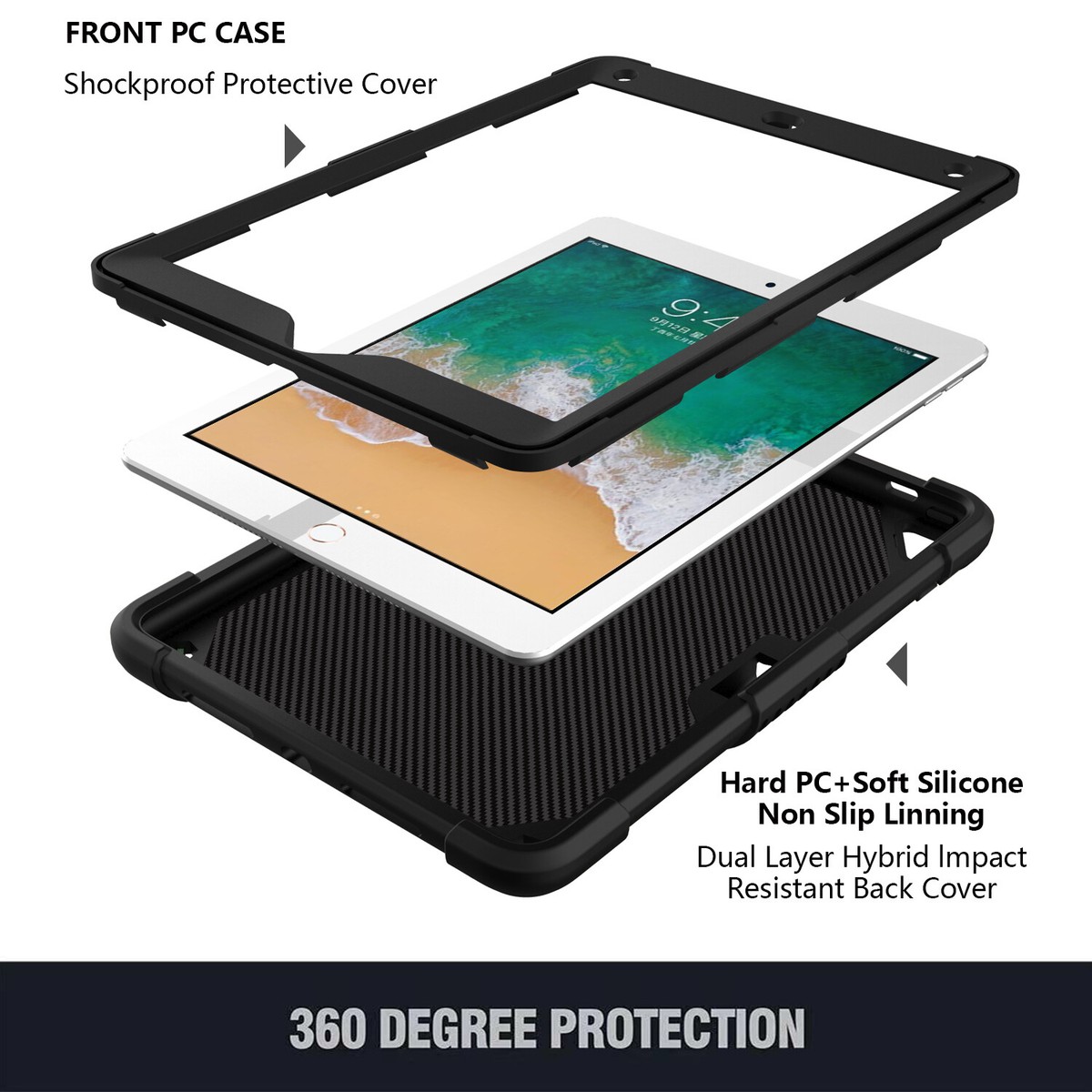 Custodia Universale Per IPad Con Supporto Flip E Portapenne - Compatibile 5a-9a, Pro 11, Air, Mini