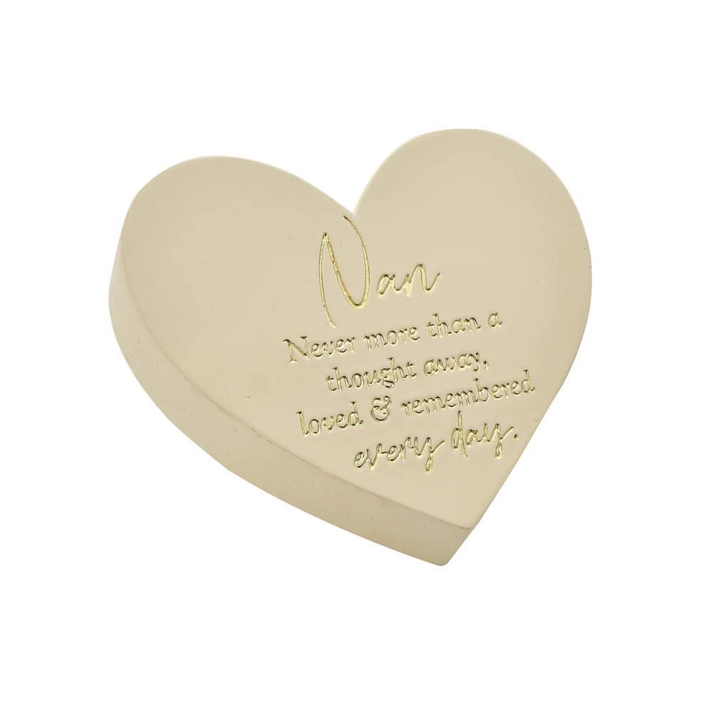 Graveside Plaque Memorial Ivory Heart Family Remembrance Ornament - Nan