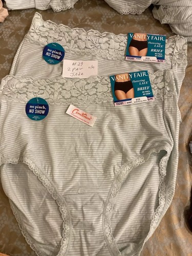 Vanity Fair Stripe Flattering Lace Brief 13281 6 7 8 NWT Soft Jade pack 2 or 3 - Picture 10 of 12