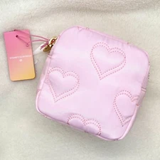 Stoney Clover Lane x Target Light Pink QUILTED HEARTS Mini Square Pouch NWT! 