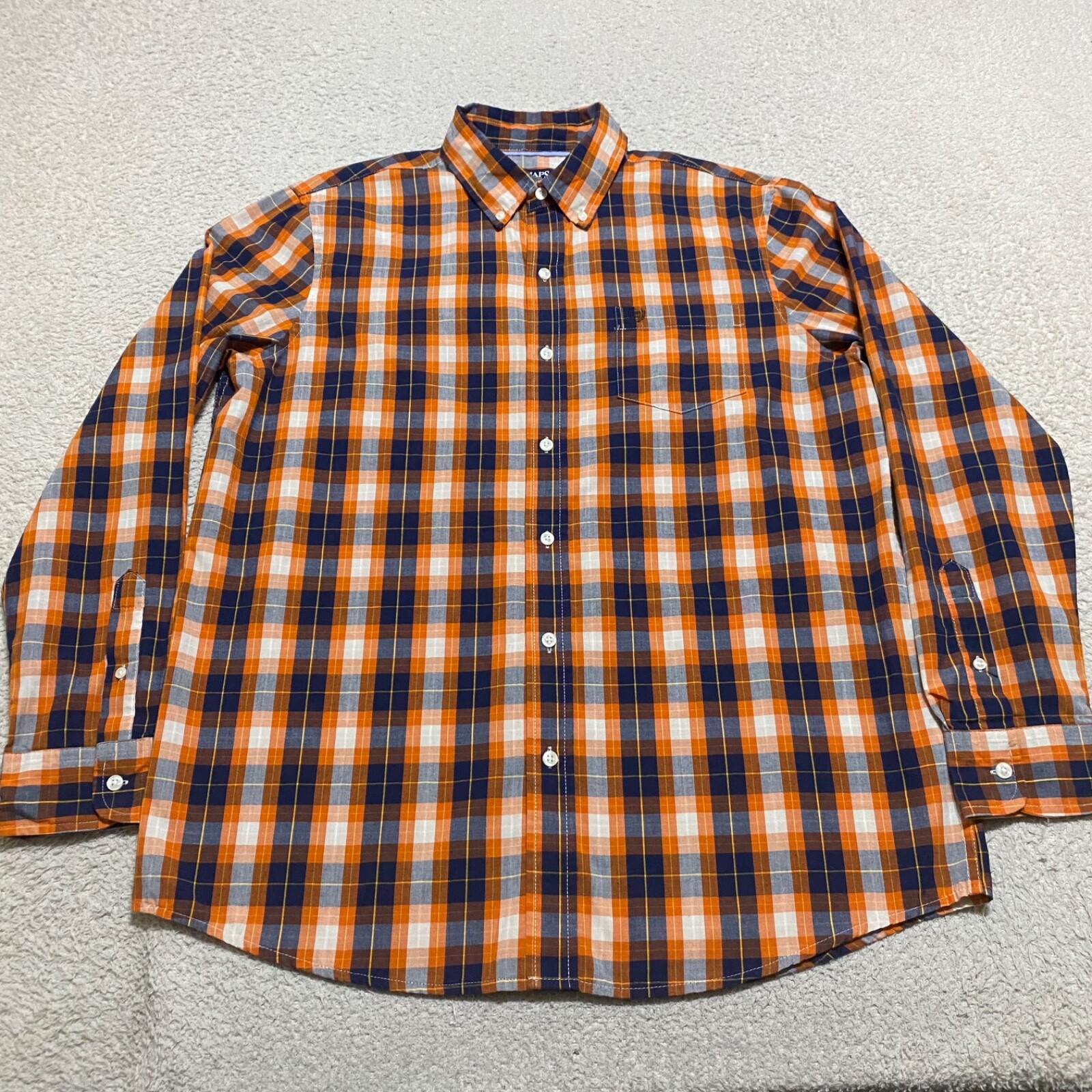 Ralph Lauren Chaps Mens Large Shirt Multicolor Plaid Long Sleeve Button-Down