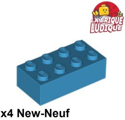 Lego 4x Stein Brick 2x4 4x2 dunkelblau/dark azur 3001 NEU