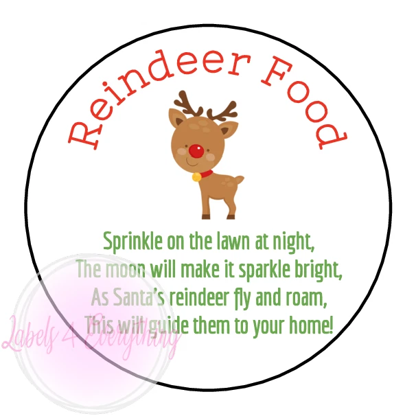 LABELS4EVERYTHING Non Personalised Magical Reindeer Food Sticker Label Christmas Xmas Garden