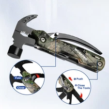 12 in 1 Multitools Camping Tool Mini Hammer Gear Multi Tool Hammer w/Safety Lock