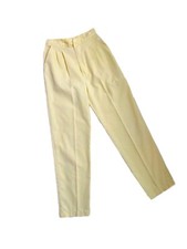 Vintage 70s HIGH WAIST Pale Yellow Sustainable LINEN TROUSERS - XS 