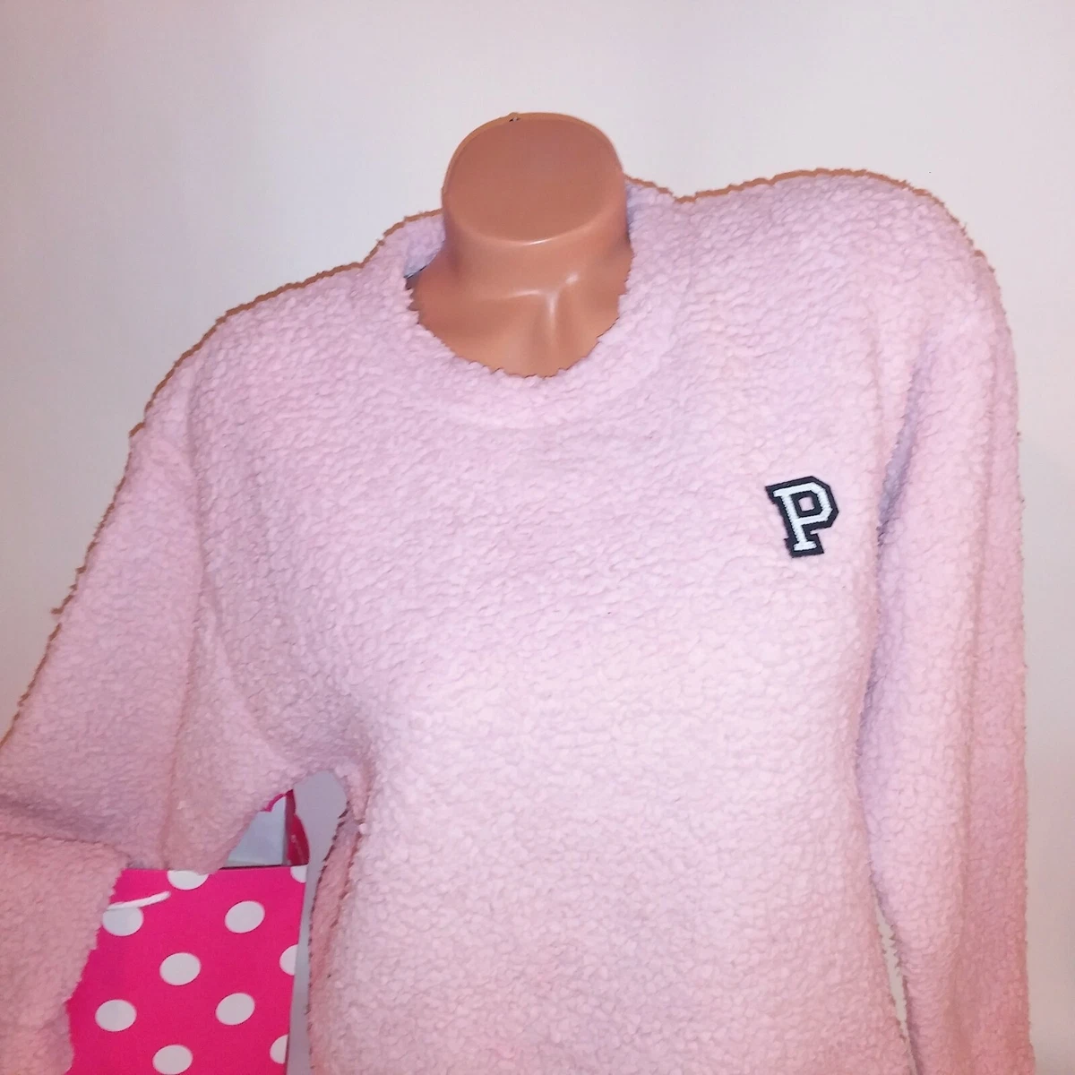 Victoria Secret PINK Sweater Sherpa Small Pink Fuzzy Warm Long