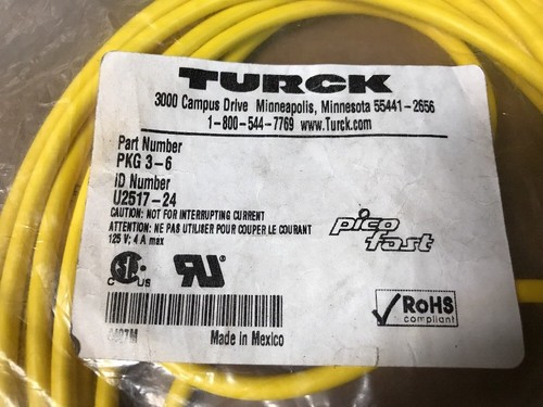 NEW Turck Pico Fast Cable PKG 3-6 3-Wire U2517-24 FAST SHIPPING - Picture 2 of 4