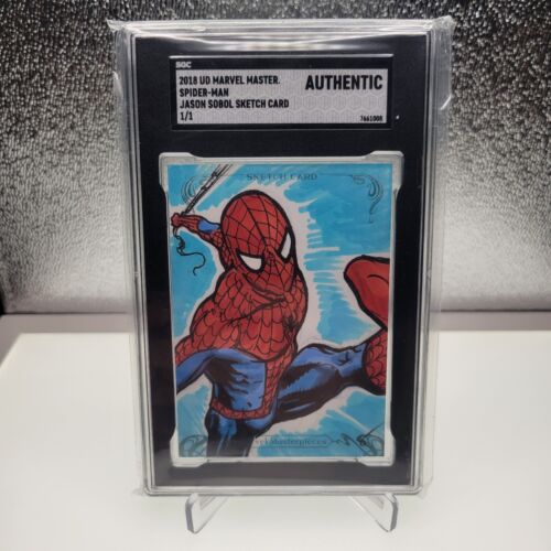 Authentic 2018 Marvel Masterpieces Spider-Man Sketch Card by Jason Sobol 1/1 - Picture 1 of 2