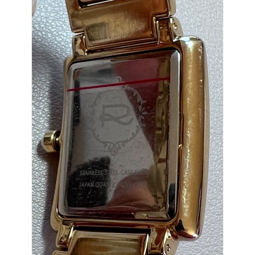 NWOT Rarities Goldtone Stainless Steel White Agate Inlay Bracelet Watch , Large - Picture 7 of 14