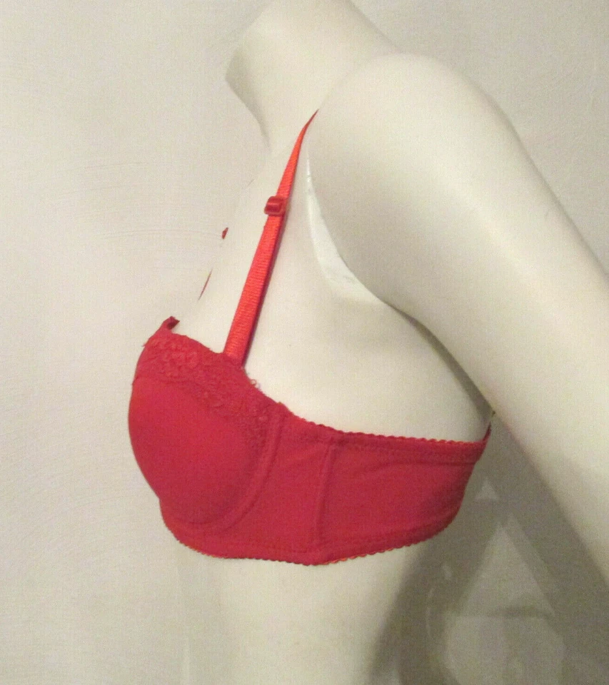 Бюстгальтер на косточках Native Intimates пуш-ап трансформируемый боковые стойки 34B красная кружевная отделка - Изображение 2 из 4