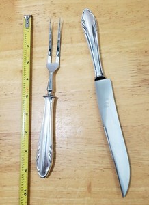 Vintage To Antique German Solengen Prunus Silverplated Carving Knife Fork Set Ebay