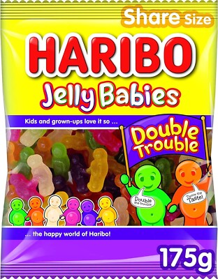 Haribo Jelly Babies Double Trouble Sweets Bag, 175g FREE UK P&P Sealed  Stock UK
