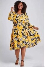 NWT Beauticurve X Lane Bryant Sz 18/20 Midi Dress V-Neckline Blouson Slv Floral