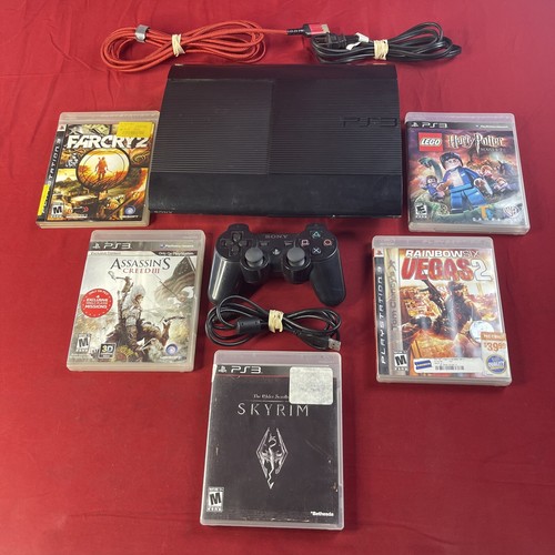 Sony PlayStation 3 Super Slim (CECH-4201A) W/Controller & 5 Games - Tested!