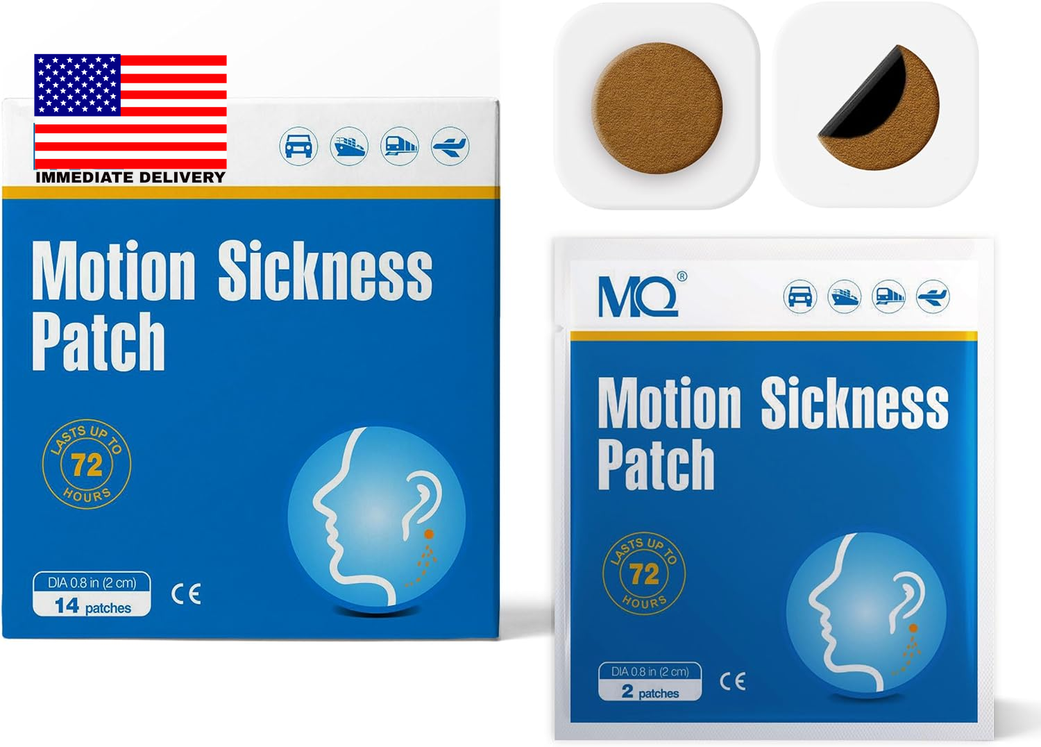 14Ct Motion Sickness Patches Non Drowsy, Sea Sickness Patch behind Ear