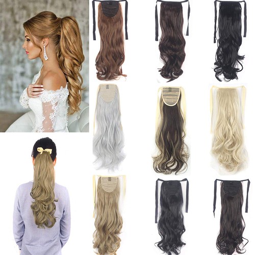 18''22'' Drawstring Ponytail Extension Tie Clip-in Synthet Hairpiece Binding SYF - Picture 2 of 21