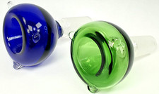 2 Piece - Hookah Bowl 60mm x 25mm Glass Bowl Hookah Bong Bowl, Blue  Green