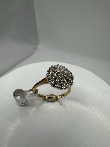9ct Yellow Gold 1ct Natural Diamond Cluster Ring Size N 4.1gms - Picture 2 of 15