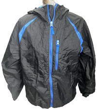 Columbia Black Full Zip Up Rain Windbreaker Hooded Jacket Youth SZ 14-16 Large