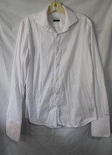 VERSACE COLLECTION White Striped Button Front Dress shirt w/ French Cuffs 39 Med