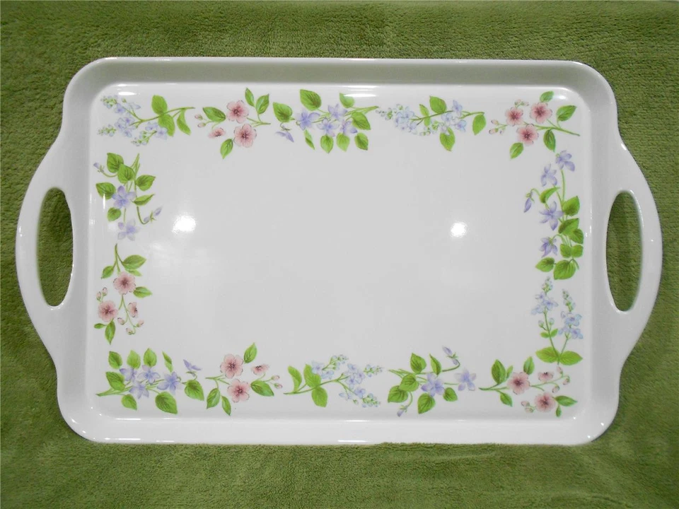❤️ Corelle DELICATE ARRAY Melamine RECTANGULAR TRAY Serving 19x11 Colorful Flora - Image 3 of 4