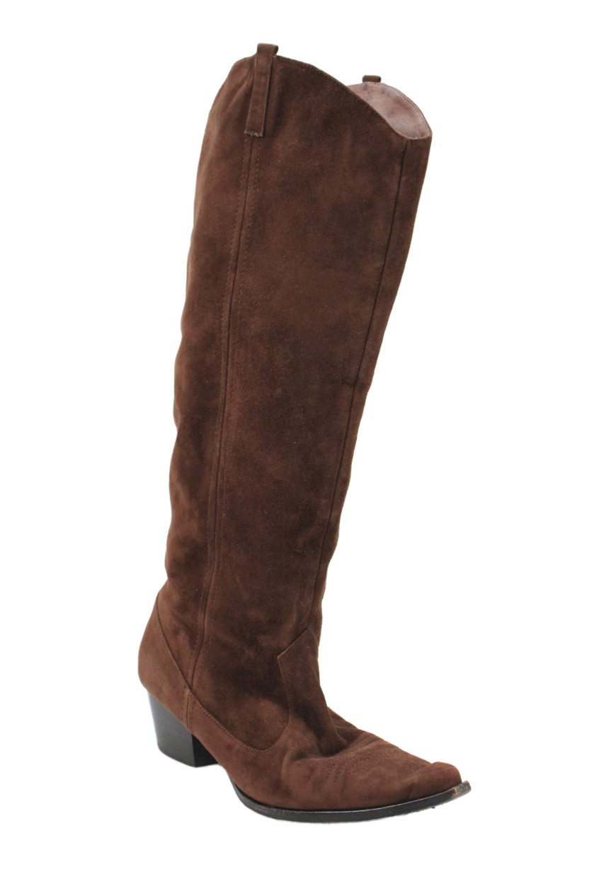 Raye Womens Slip On Block Heel Pointed Toe Suede Knee High Boots Brown Size 9.5Free Shipping in US $100+ Orders | $6.95 Orders Below